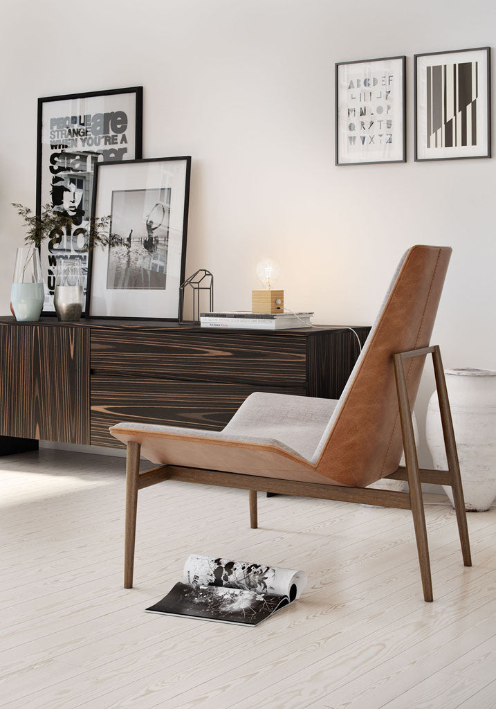 Kent Lounge Chair Gray Denim/Caramel/Dark Teak