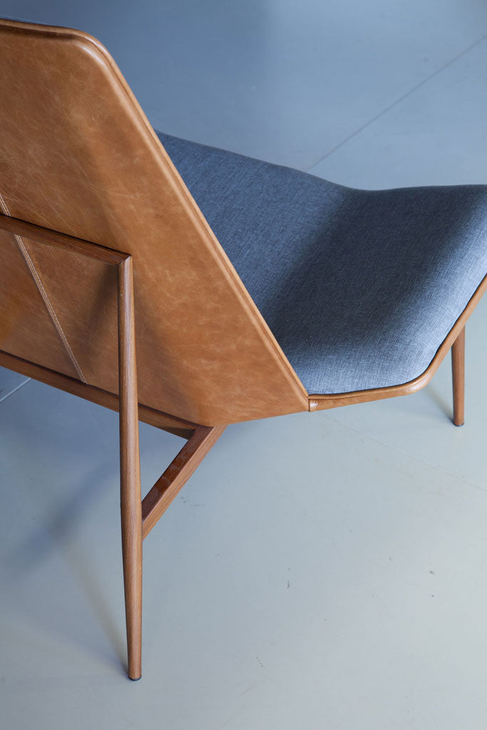 Kent Lounge Chair Gray Denim/Caramel/Dark Teak