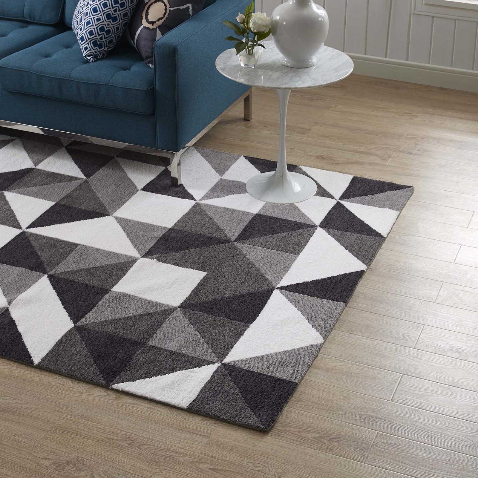 Kayes Mosaic Area Rug Black/Gray/White