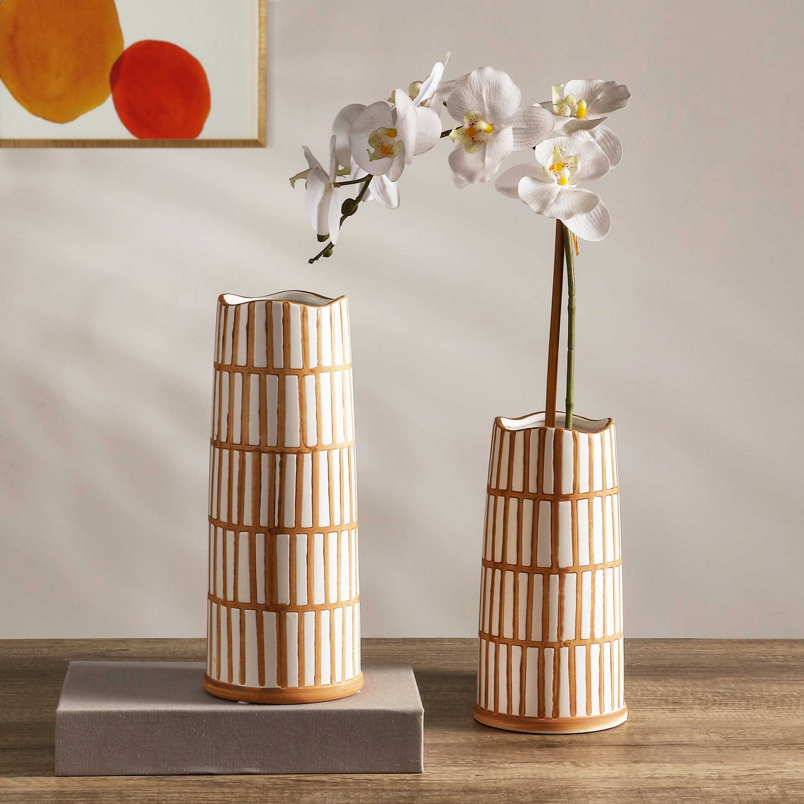 Kade Ceramic Vase Light Orange/Cream (Set of 2)