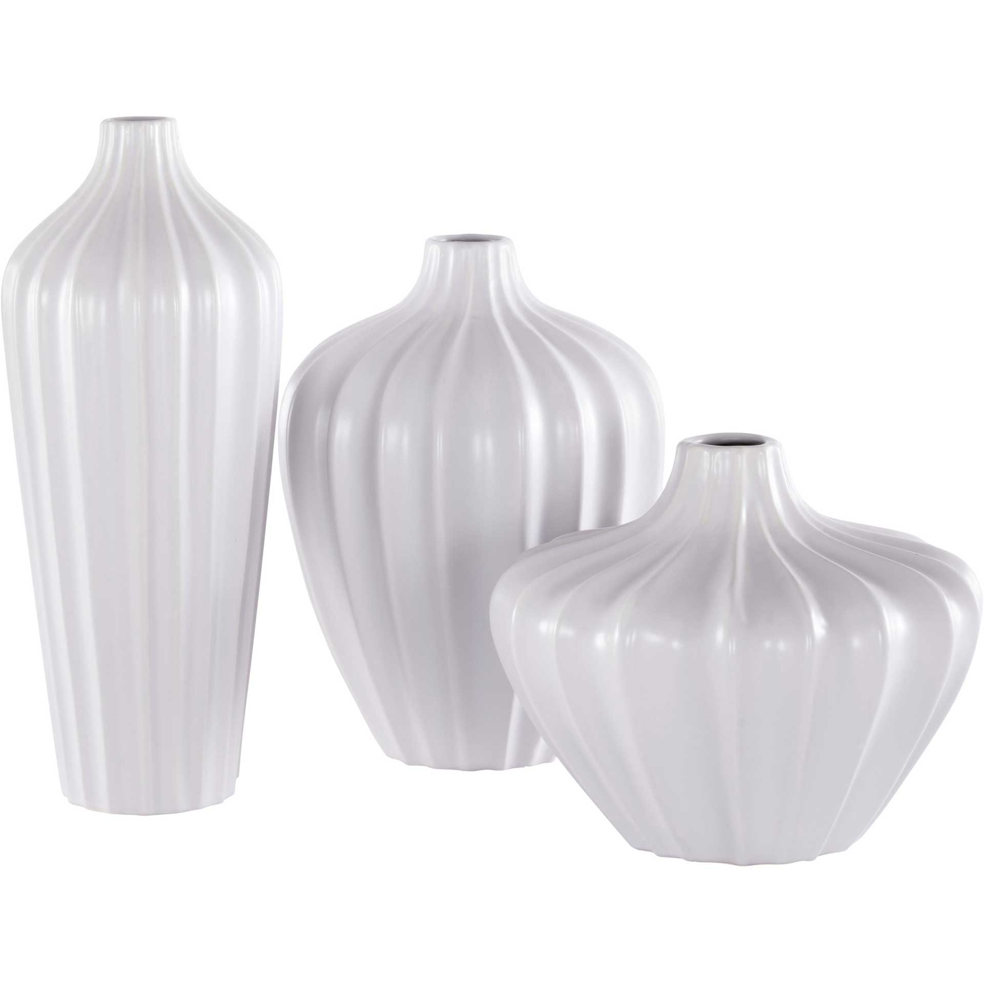 Clelia Ceramic Vase Stone Gray (Set of 3)