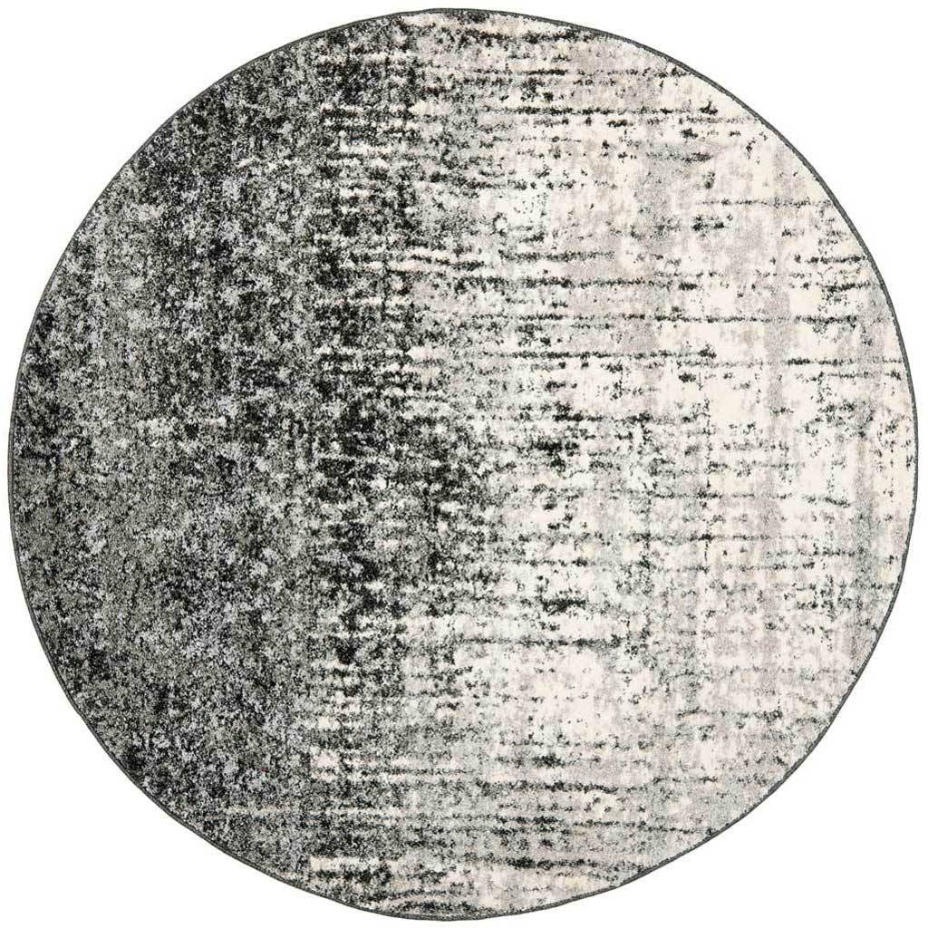 Retro Black/Light Gray Round Rug - Froy.com