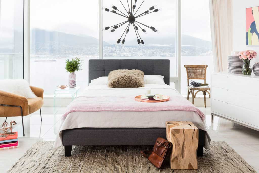 Elian Bed Dark Gray Fabric