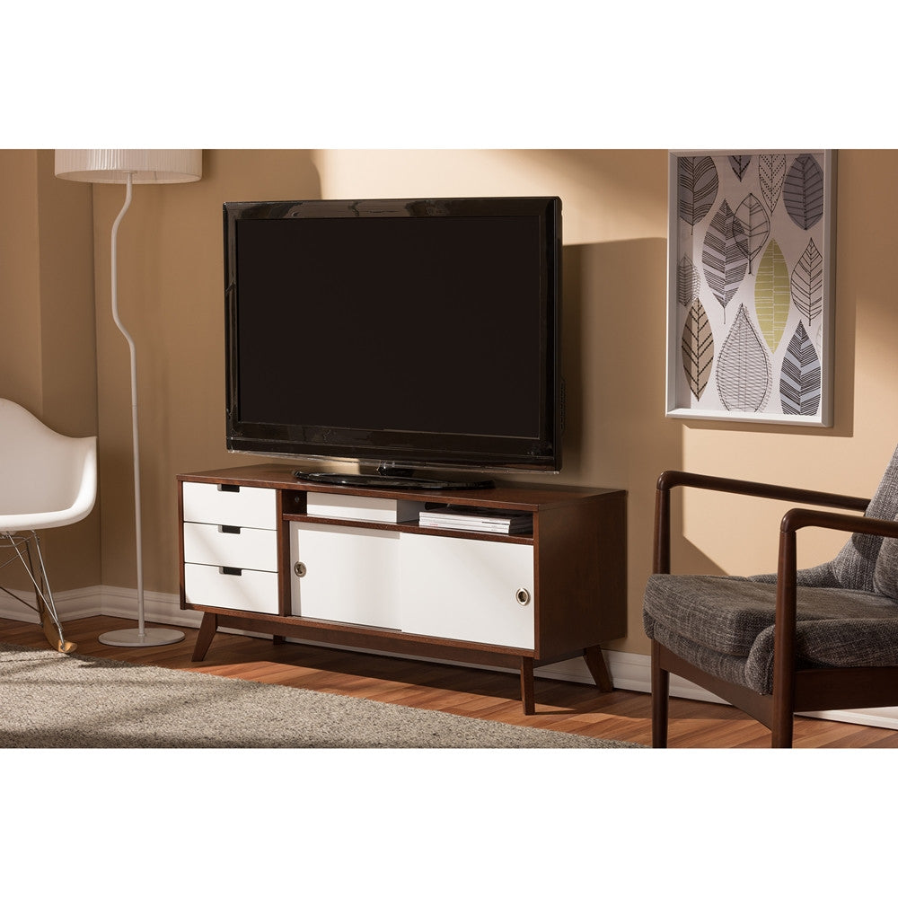 Alpha TV Cabinet White/Walnut