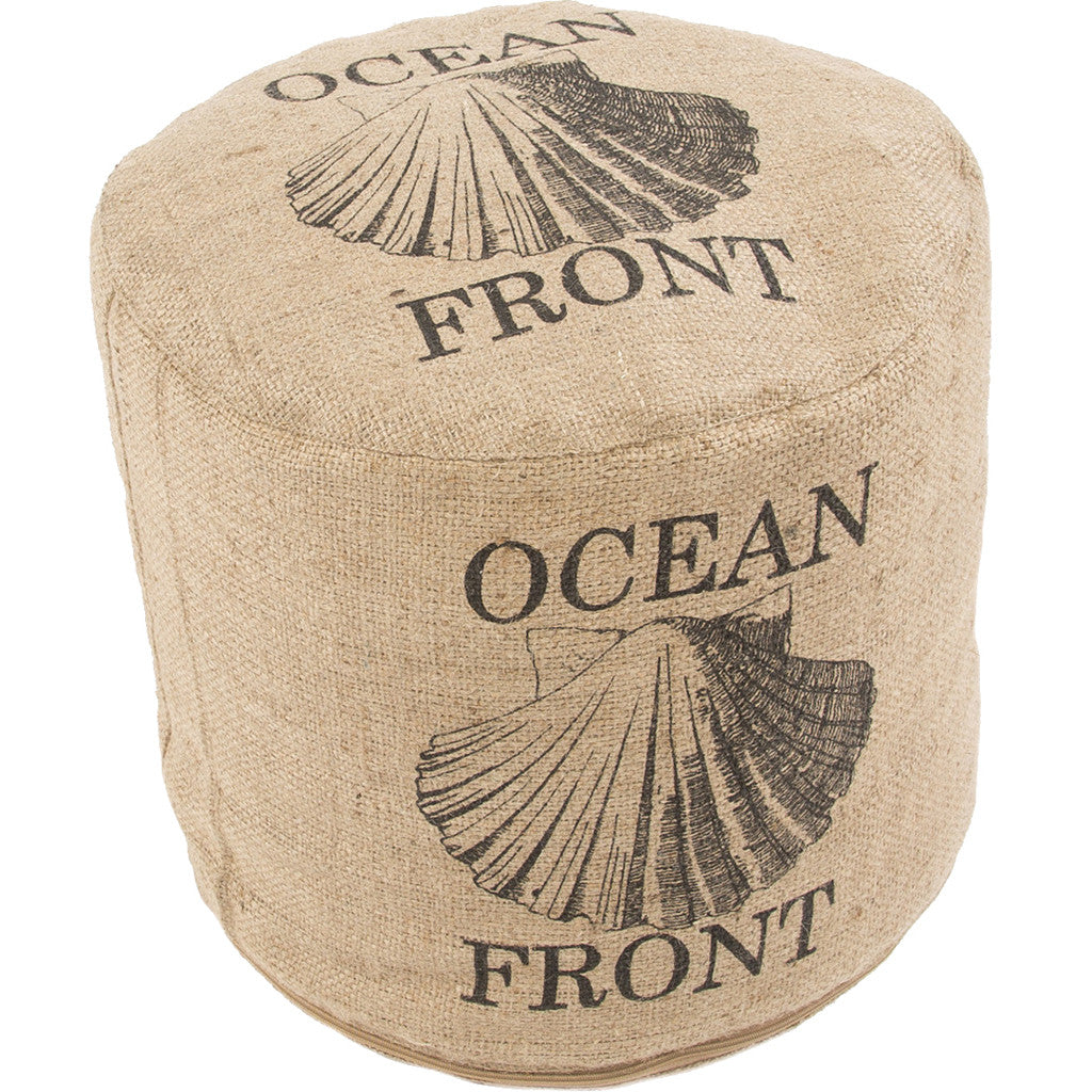 Rustique Shell Natural/Black Pouf - Froy.com