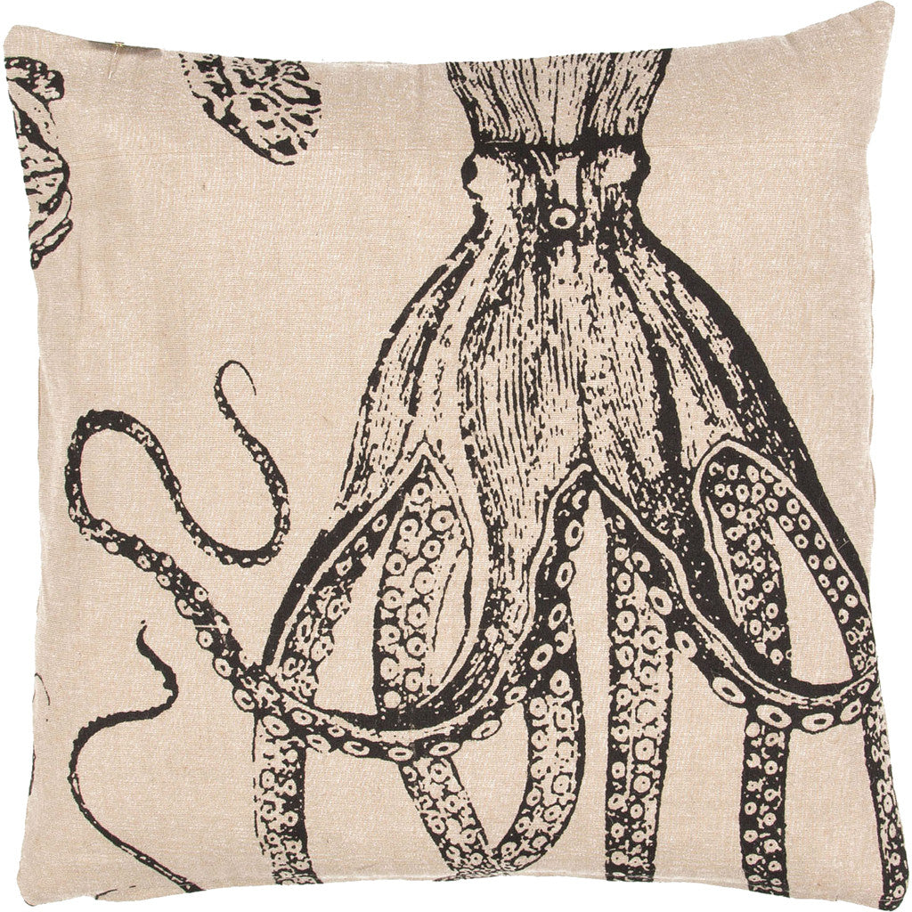 Rustique Octopus Pillow Marzipan/Pirate Black Pillow