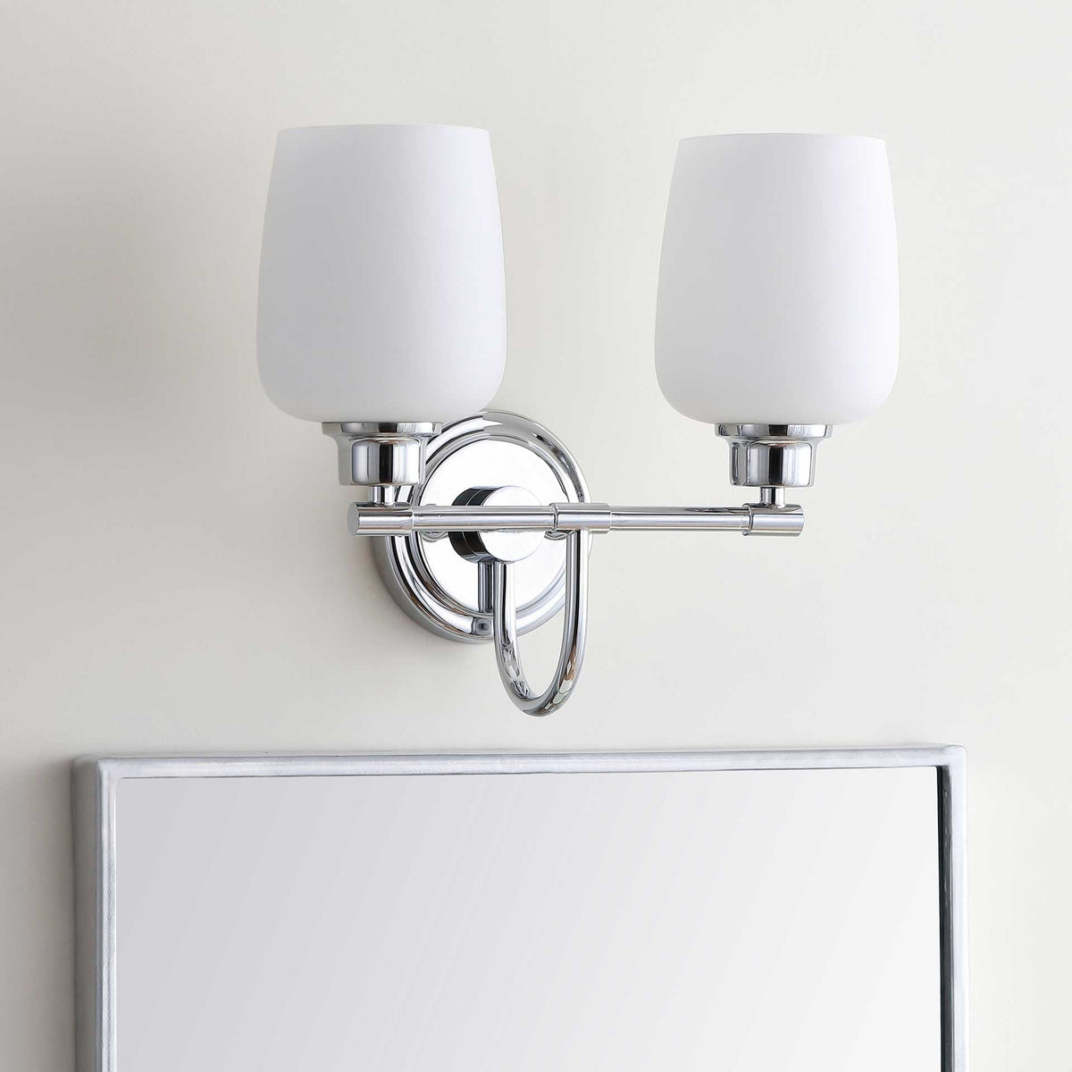 Raphael Two Light Bathroom Sconce Chrome
