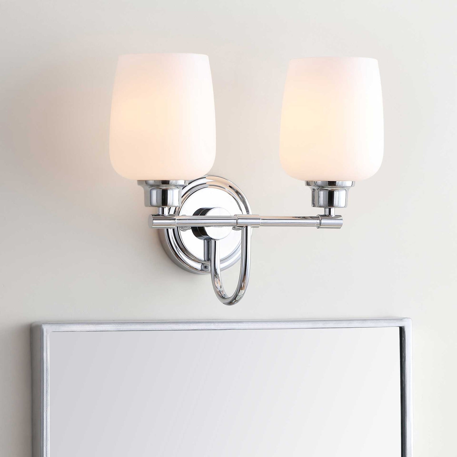 Raphael Two Light Bathroom Sconce Chrome