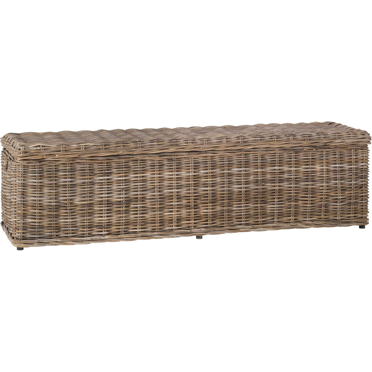 Caine Wicker Bench With Storage Gray