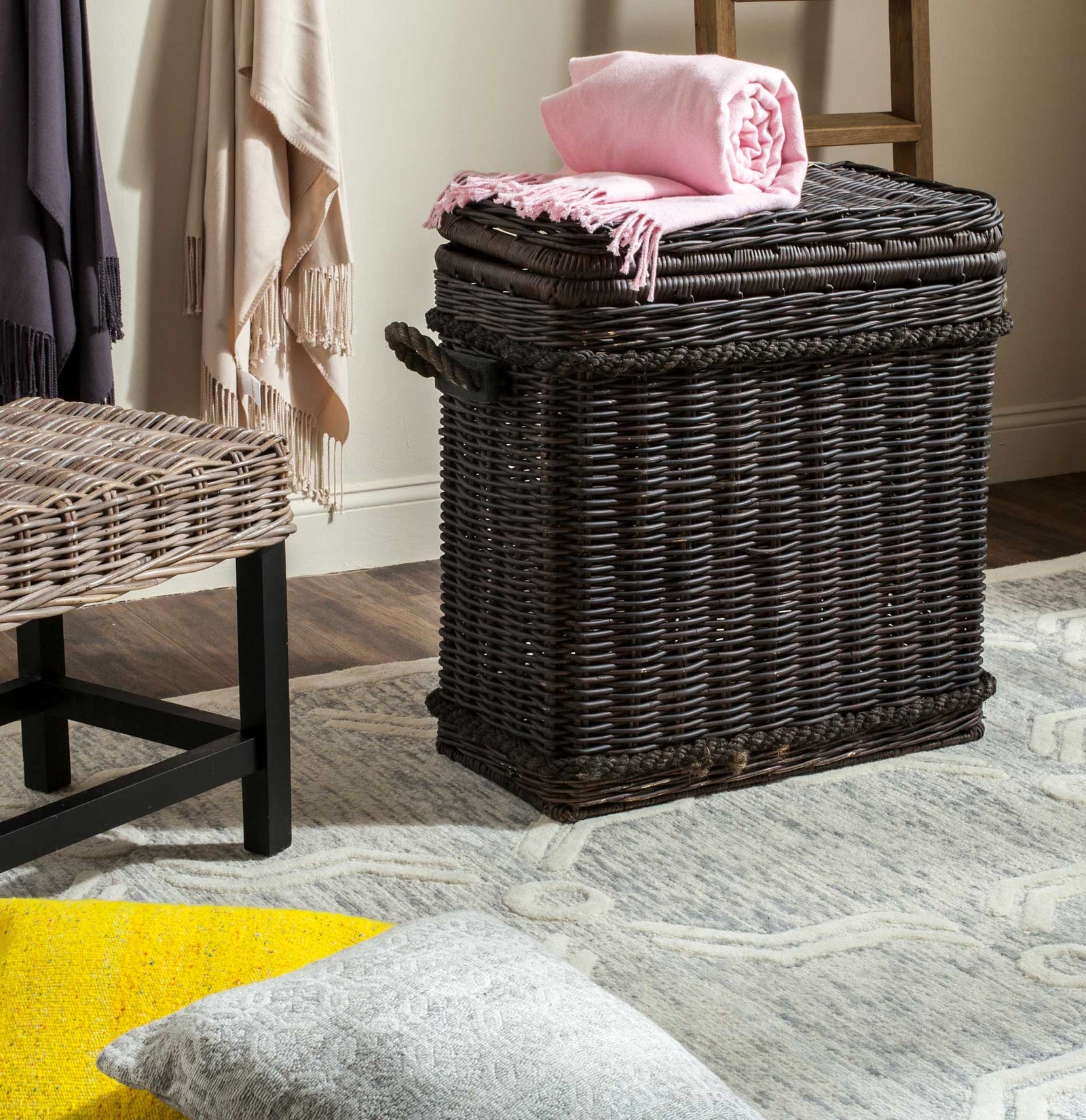 Silva Wicker Storage Hamper Dark Natural