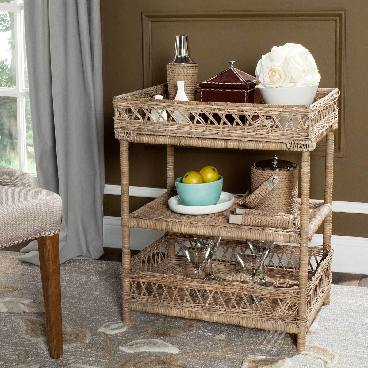 Ajax Wicker 3 Tier Accent Table