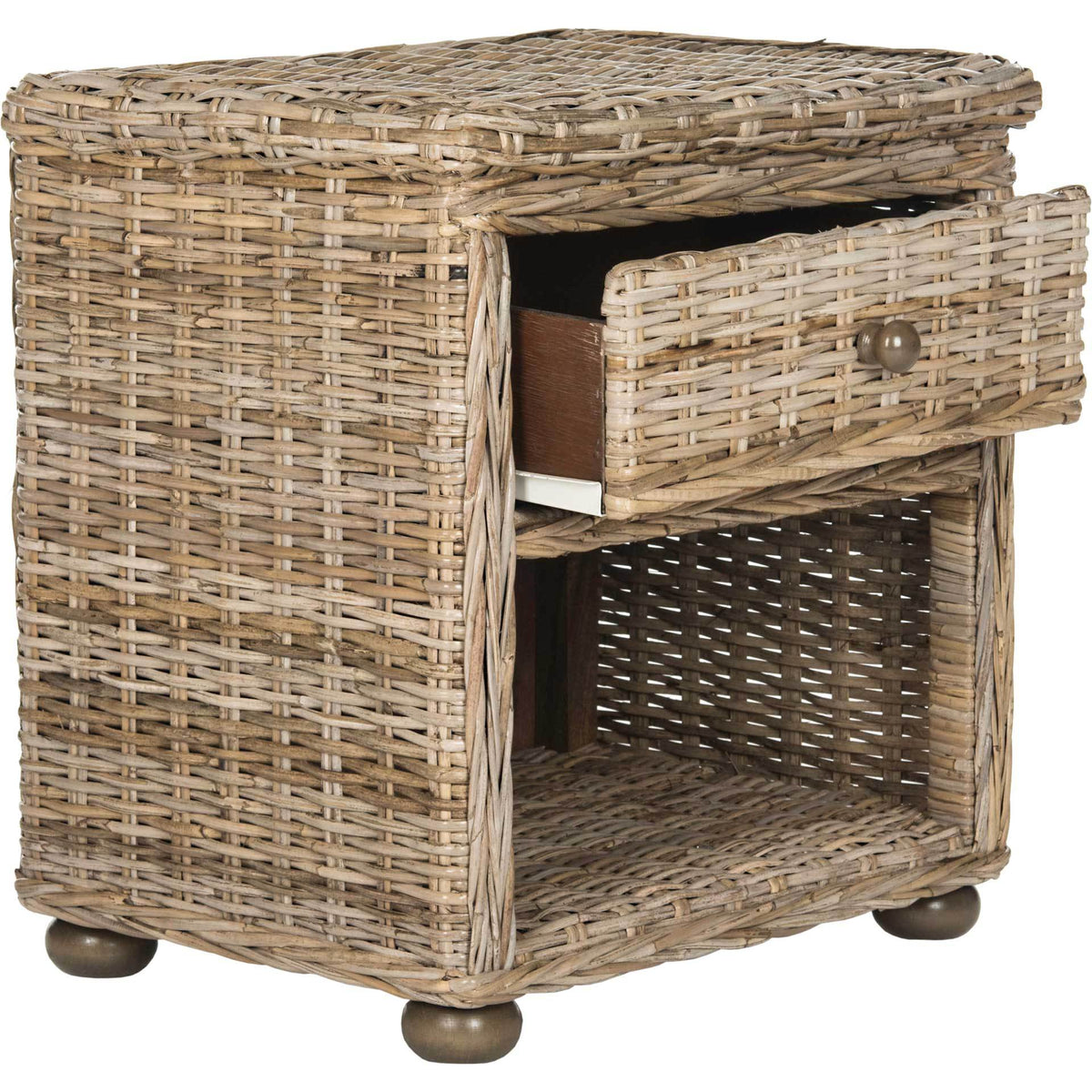 Lara Natural Gray Wicker Nightstand