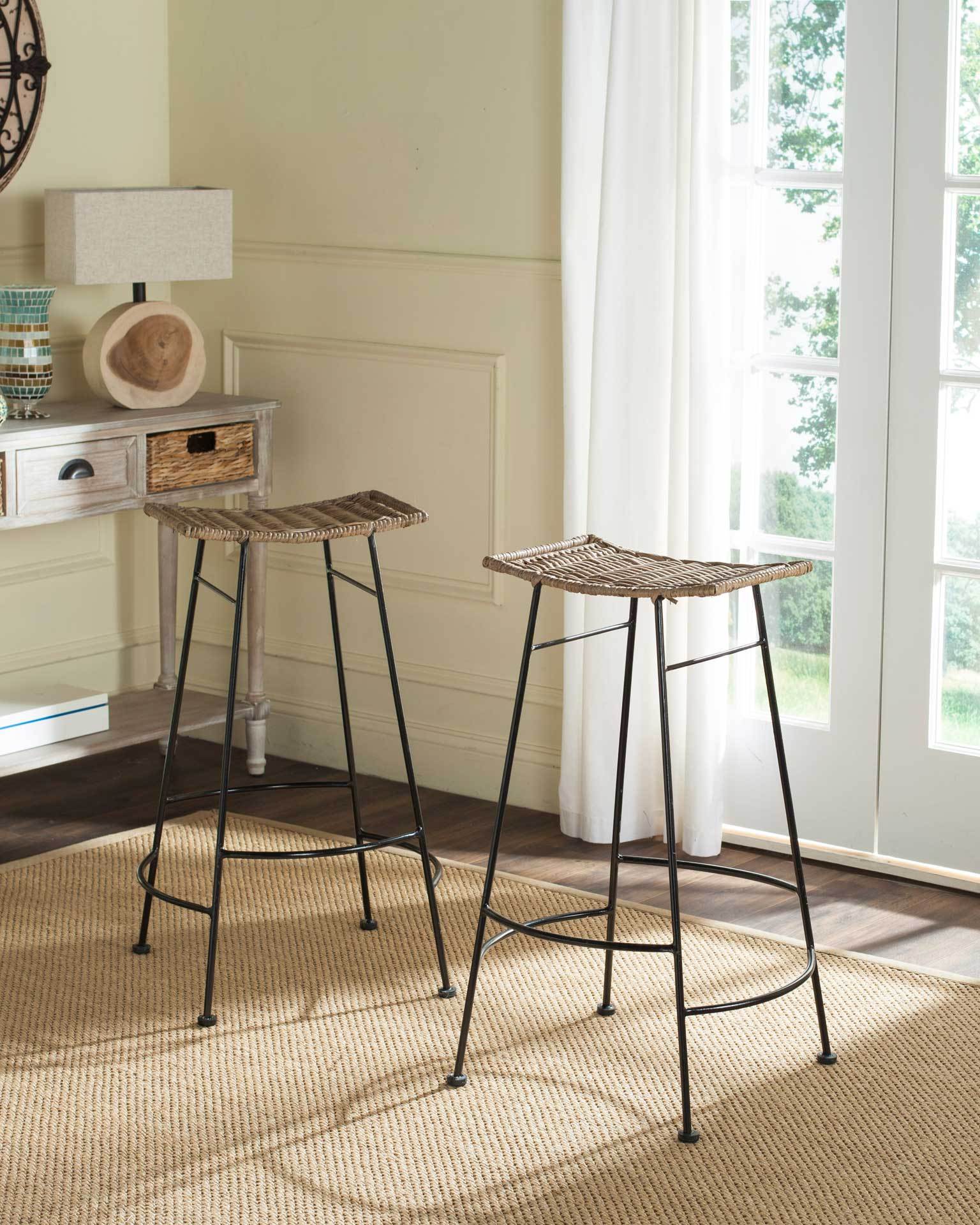 Athena Rattan Seat Bar Stool Set of 2 Froy