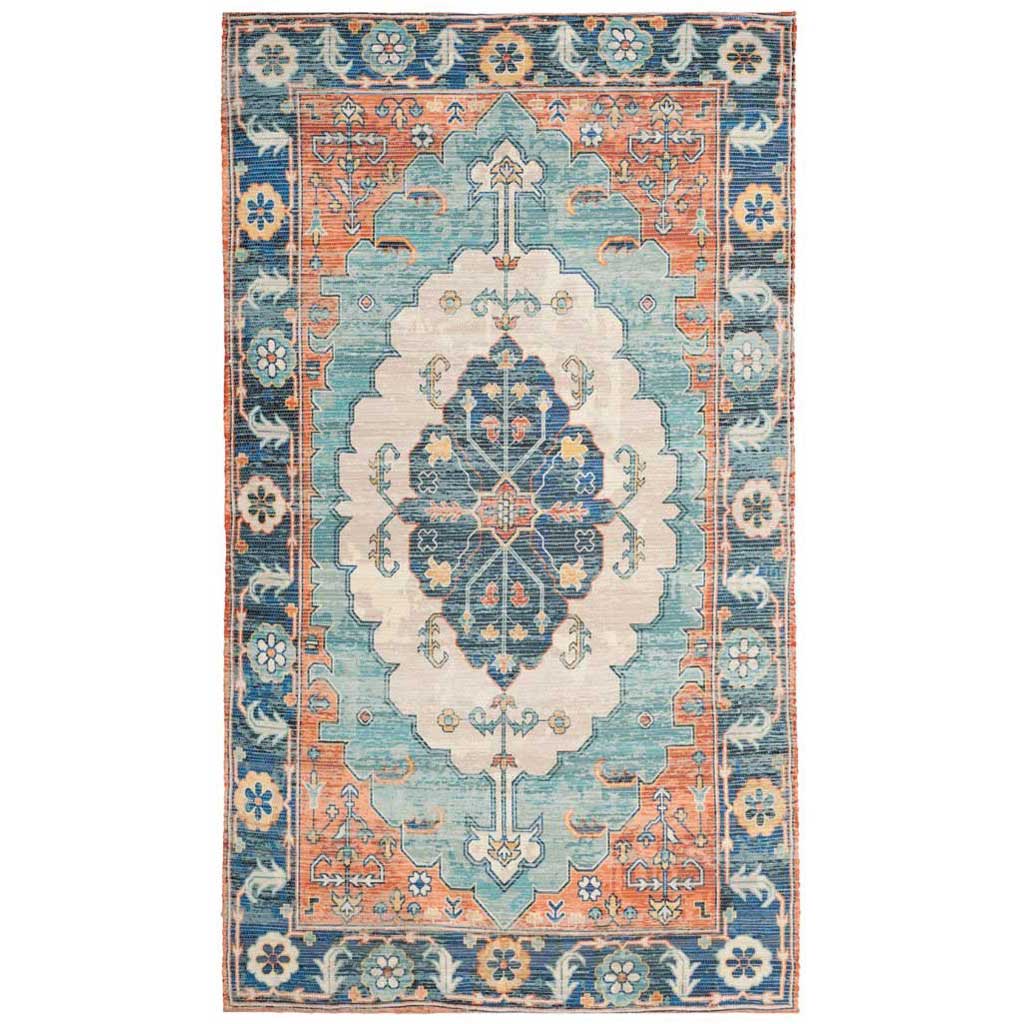 Saffron Blue/Coral Area Rug