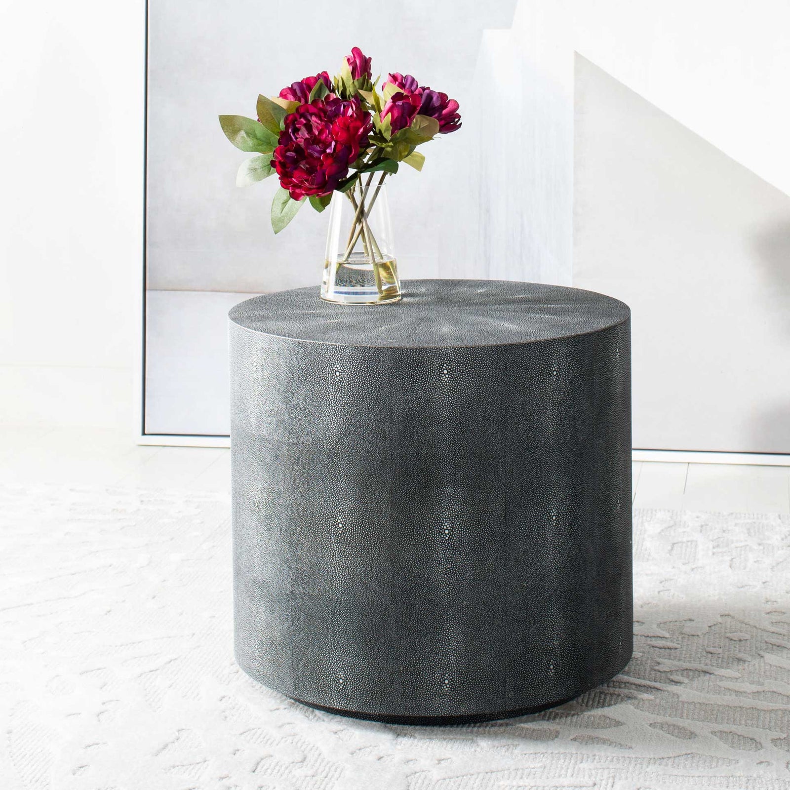Digress Faux Shagreen End Table Black