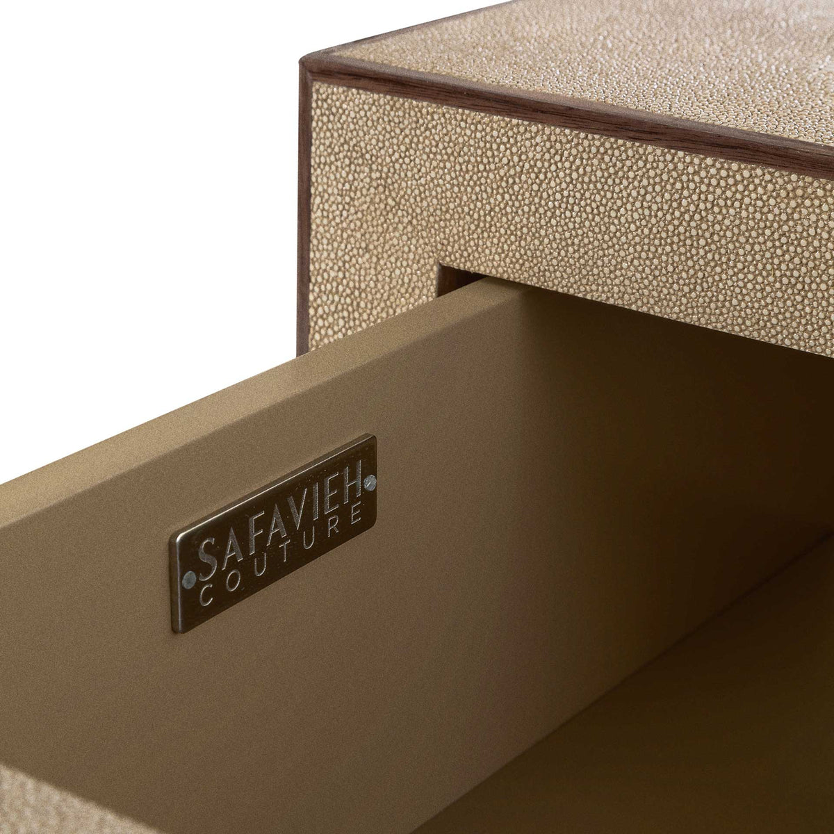 Malcolm Faux Shagreen Nightstand Beige