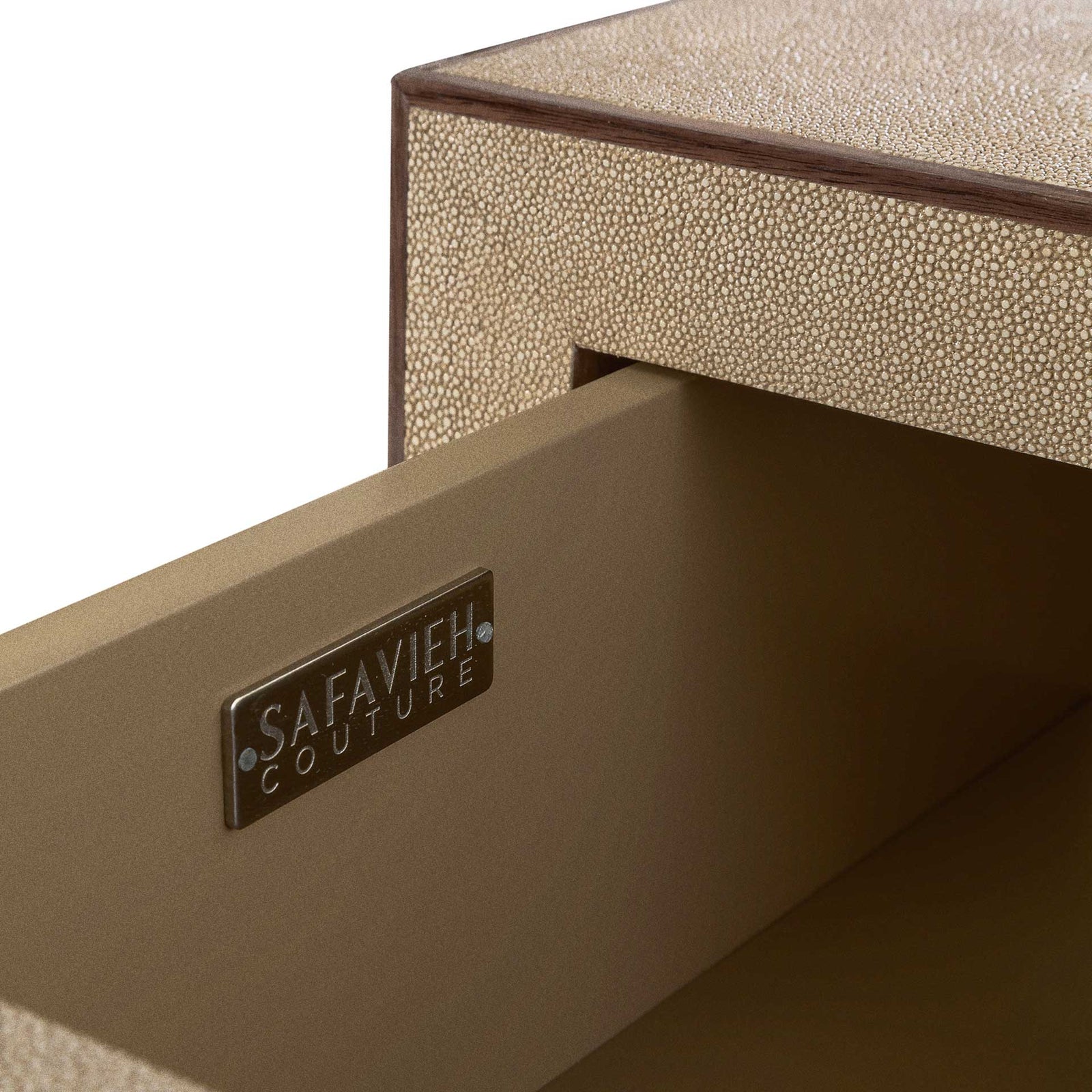 Malcolm Faux Shagreen Nightstand Beige