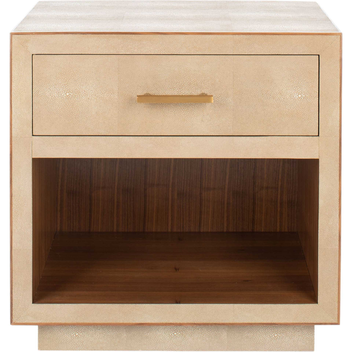 Malcolm Faux Shagreen Nightstand Beige