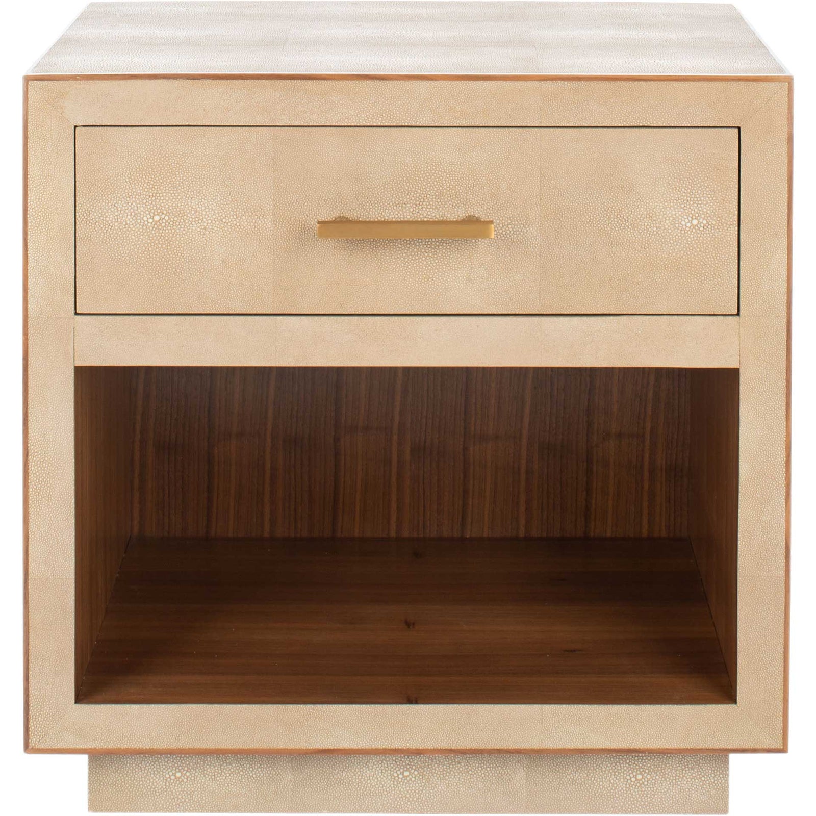 Malcolm Faux Shagreen Nightstand Beige