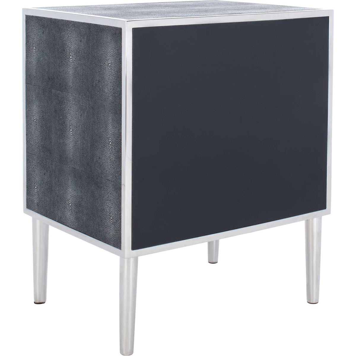Tanzania Faux Shagreen Nightstand Black/Silver
