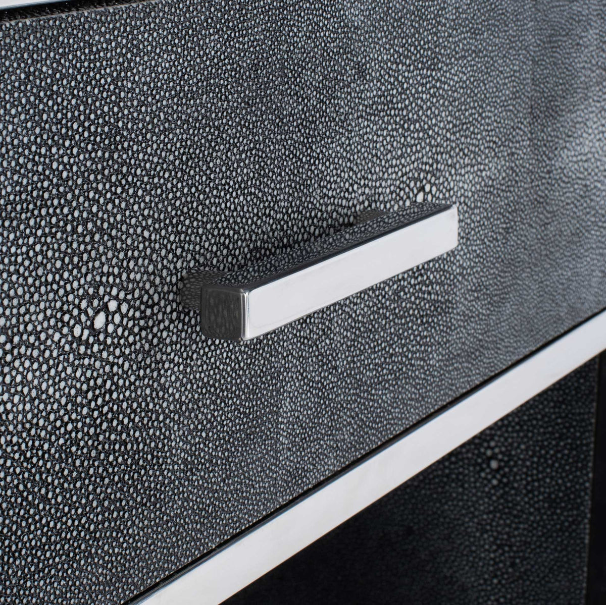 Tanzania Faux Shagreen Nightstand Black/Silver