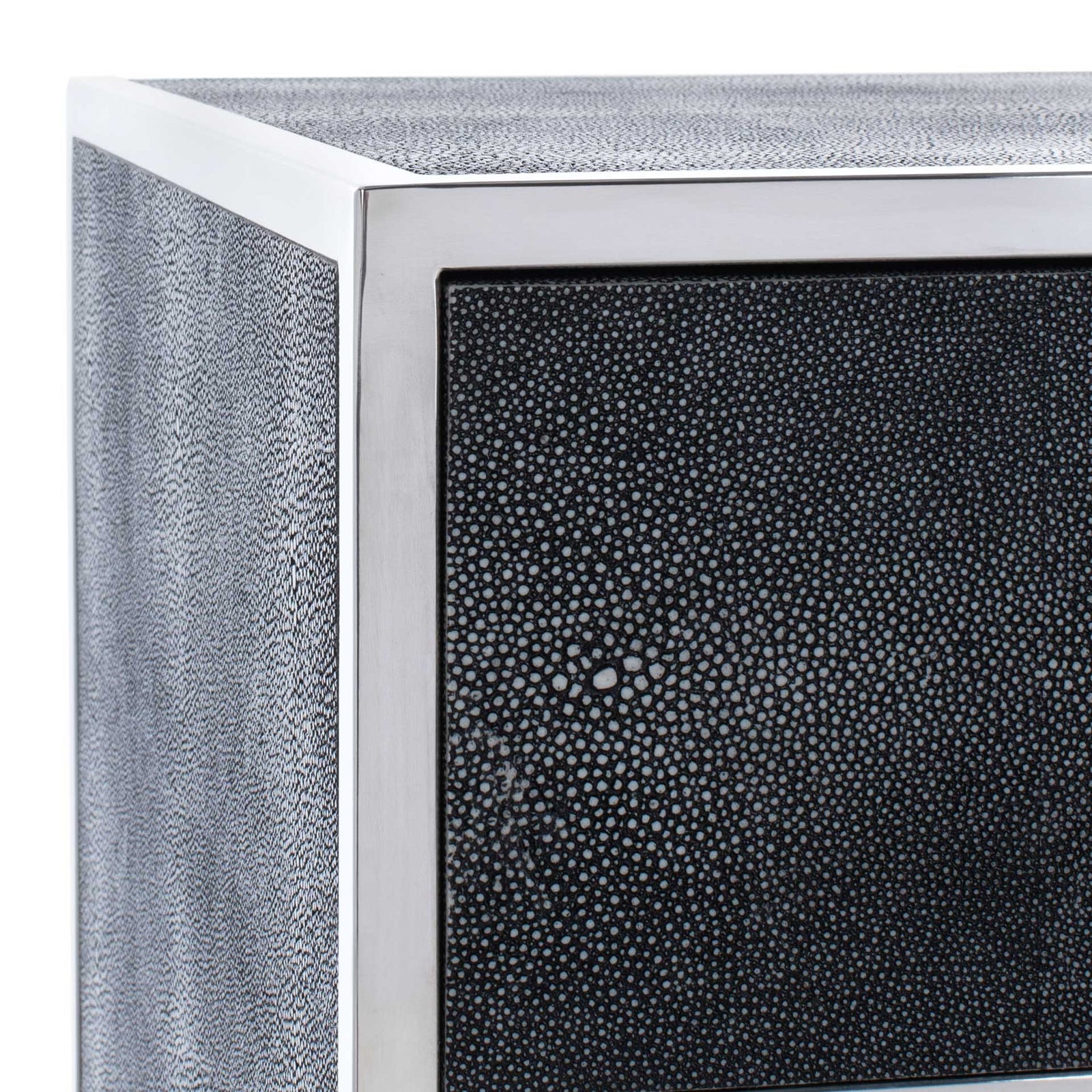Tanzania Faux Shagreen Nightstand Black/Silver