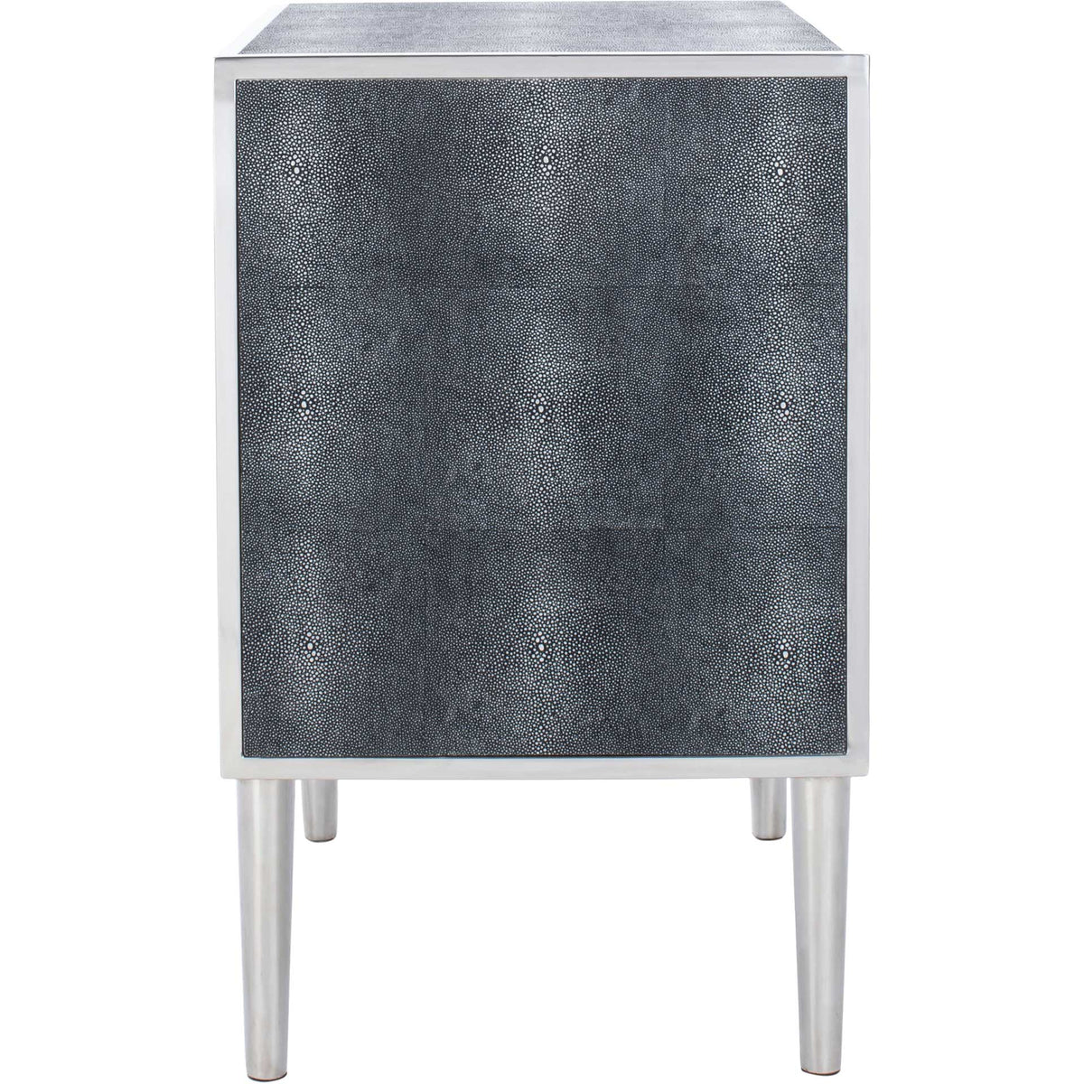 Tanzania Faux Shagreen Nightstand Black/Silver