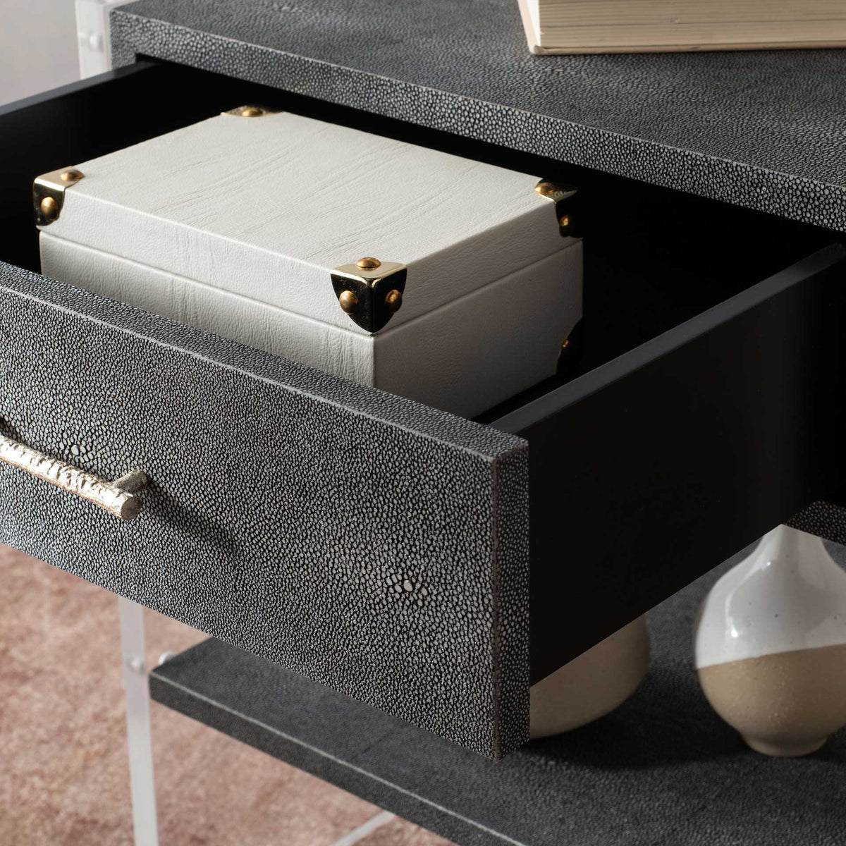 Kyler 1 Drawer Acrylic Nightstand Black