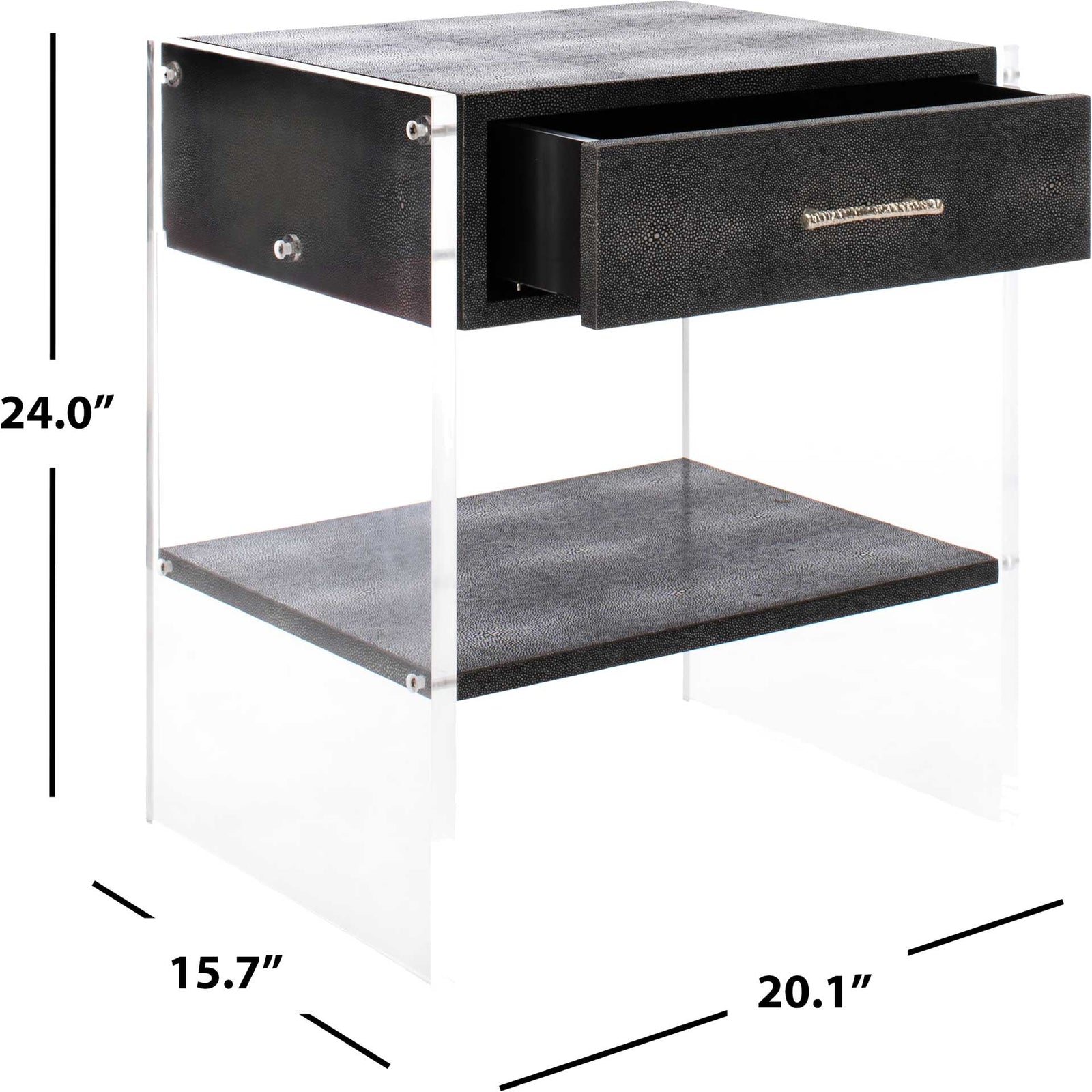 Kyler 1 Drawer Acrylic Nightstand Black