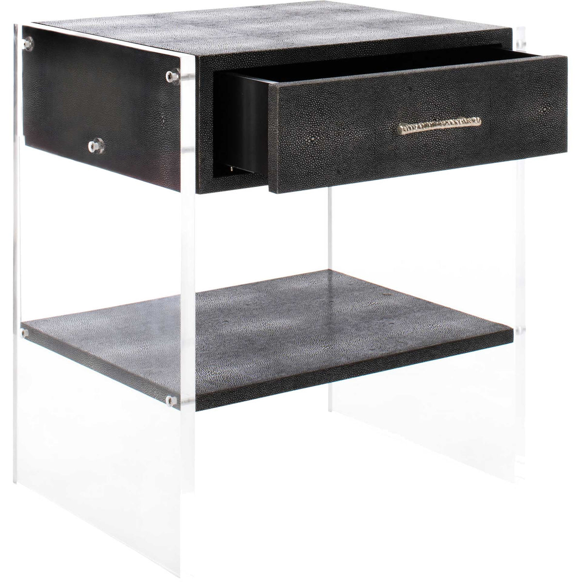 Kyler 1 Drawer Acrylic Nightstand Black
