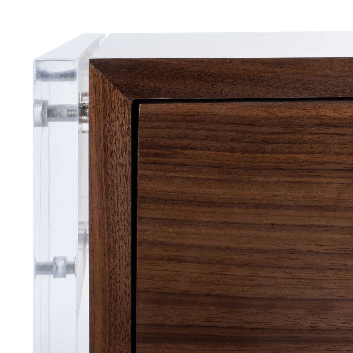 Kyler 1 Drawer Acrylic Nightstand Walnut