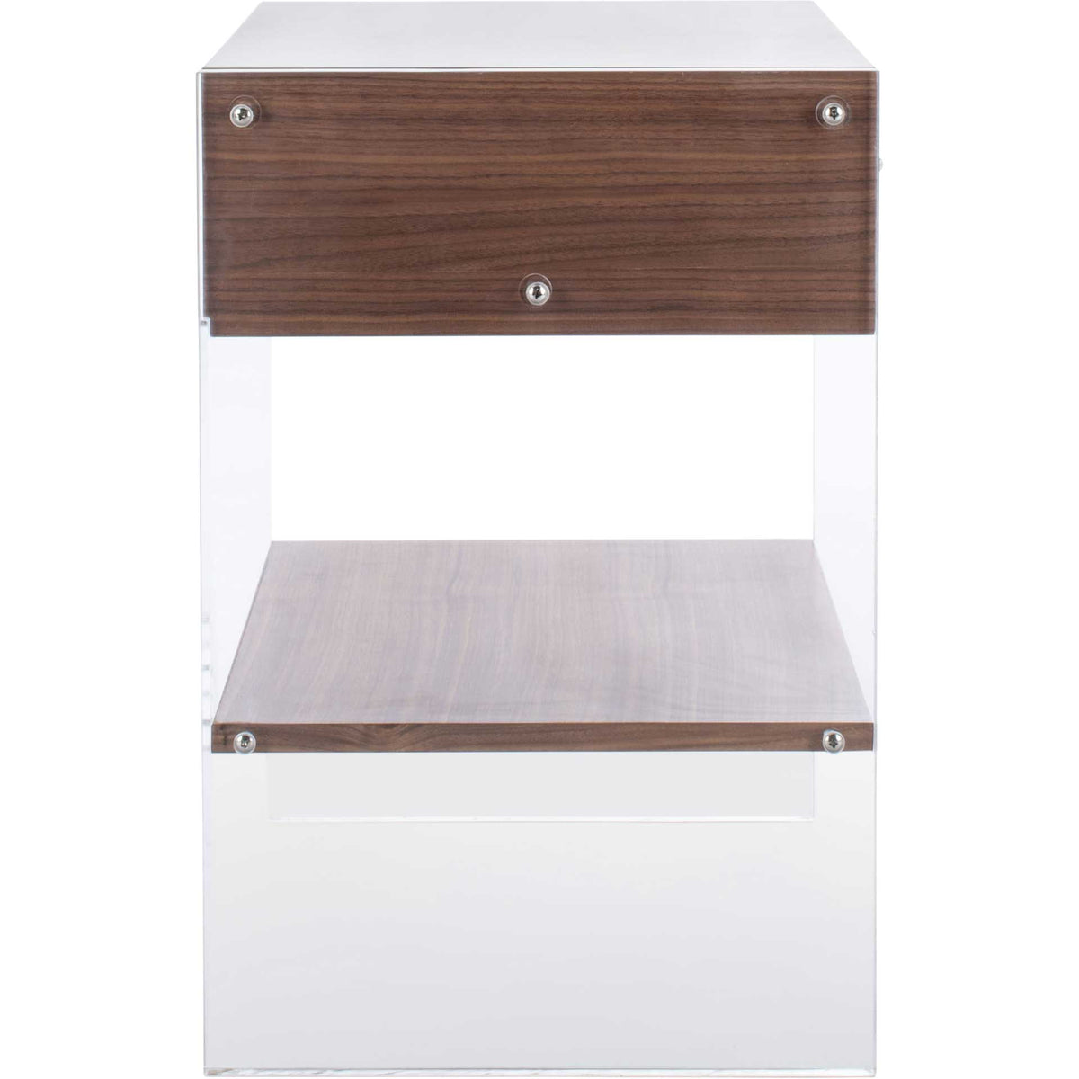 Kyler 1 Drawer Acrylic Nightstand Walnut