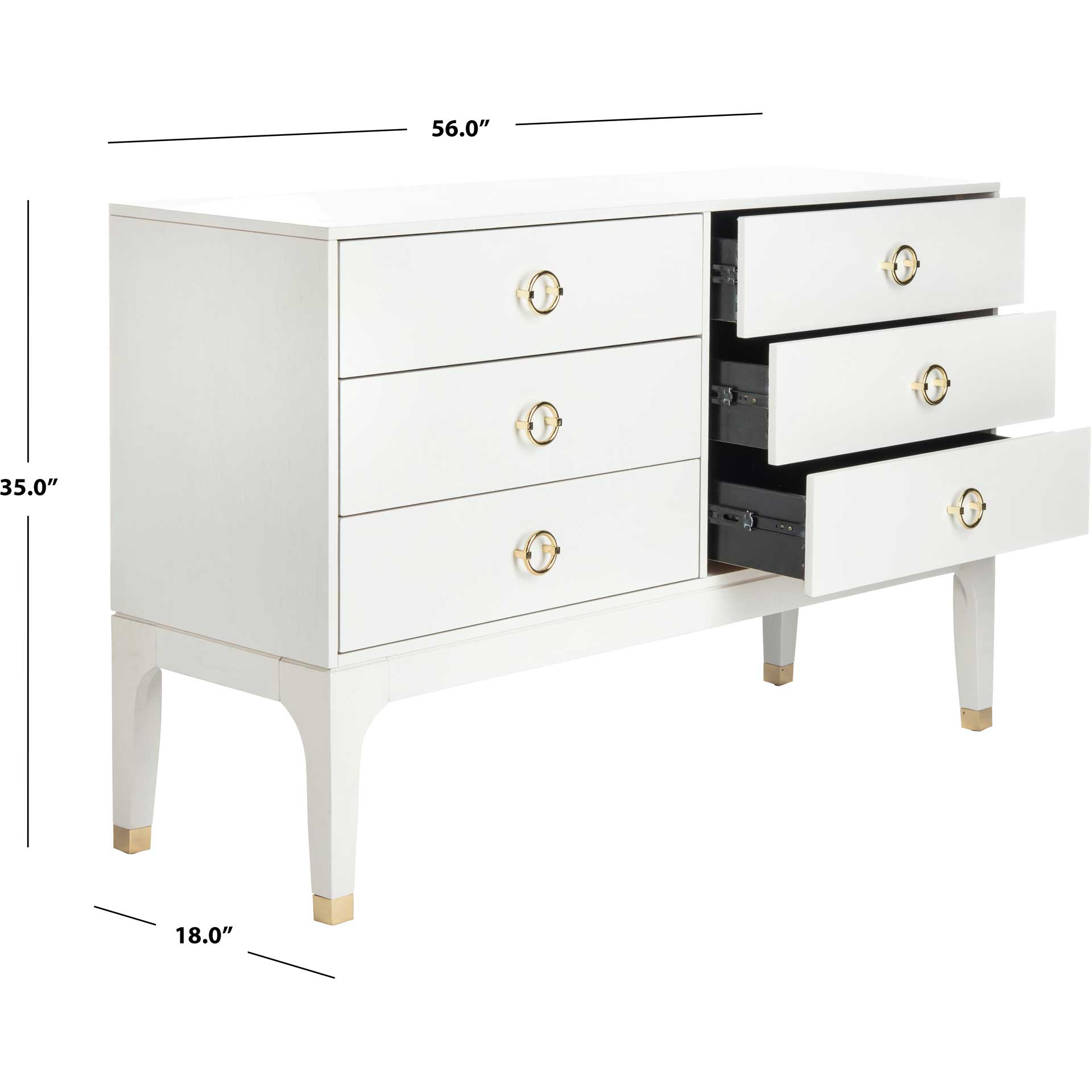 Lorenzo 6 Drawer Contemporary Dresser White