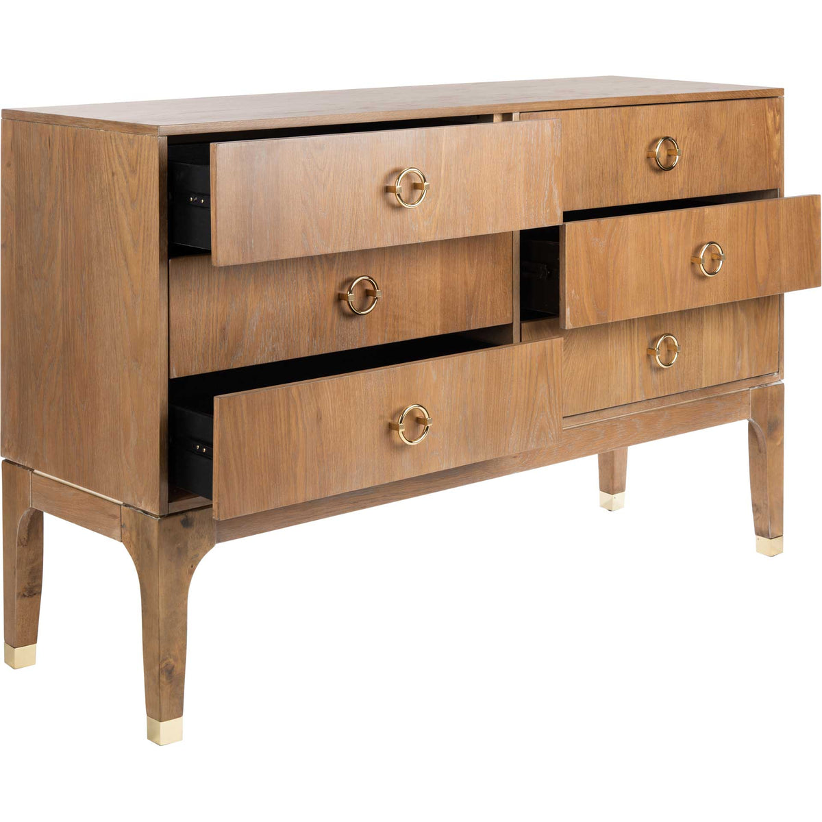 Lorenzo 6 Drawer Contemporary Dresser Rustic Oak