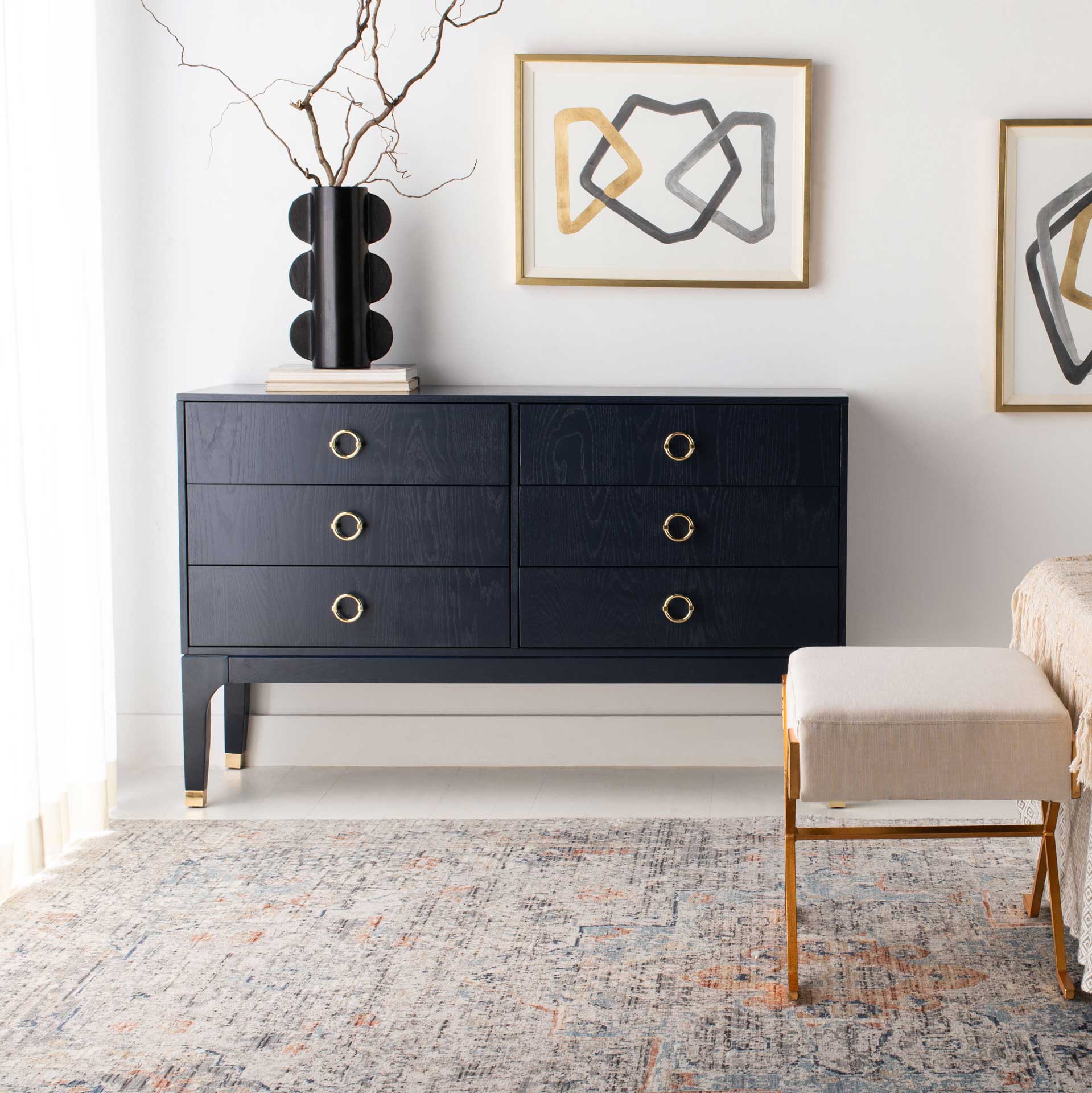 Lorenzo 6 Drawer Contemporary Dresser Navy - Froy.com Lorenzo 6 Drawer Contemporary Dresser Navy - Froy.com
