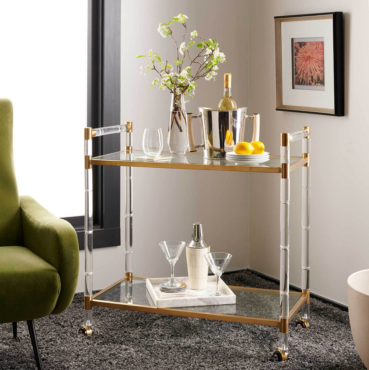 Dustin Bar Trolley Clear/Brass