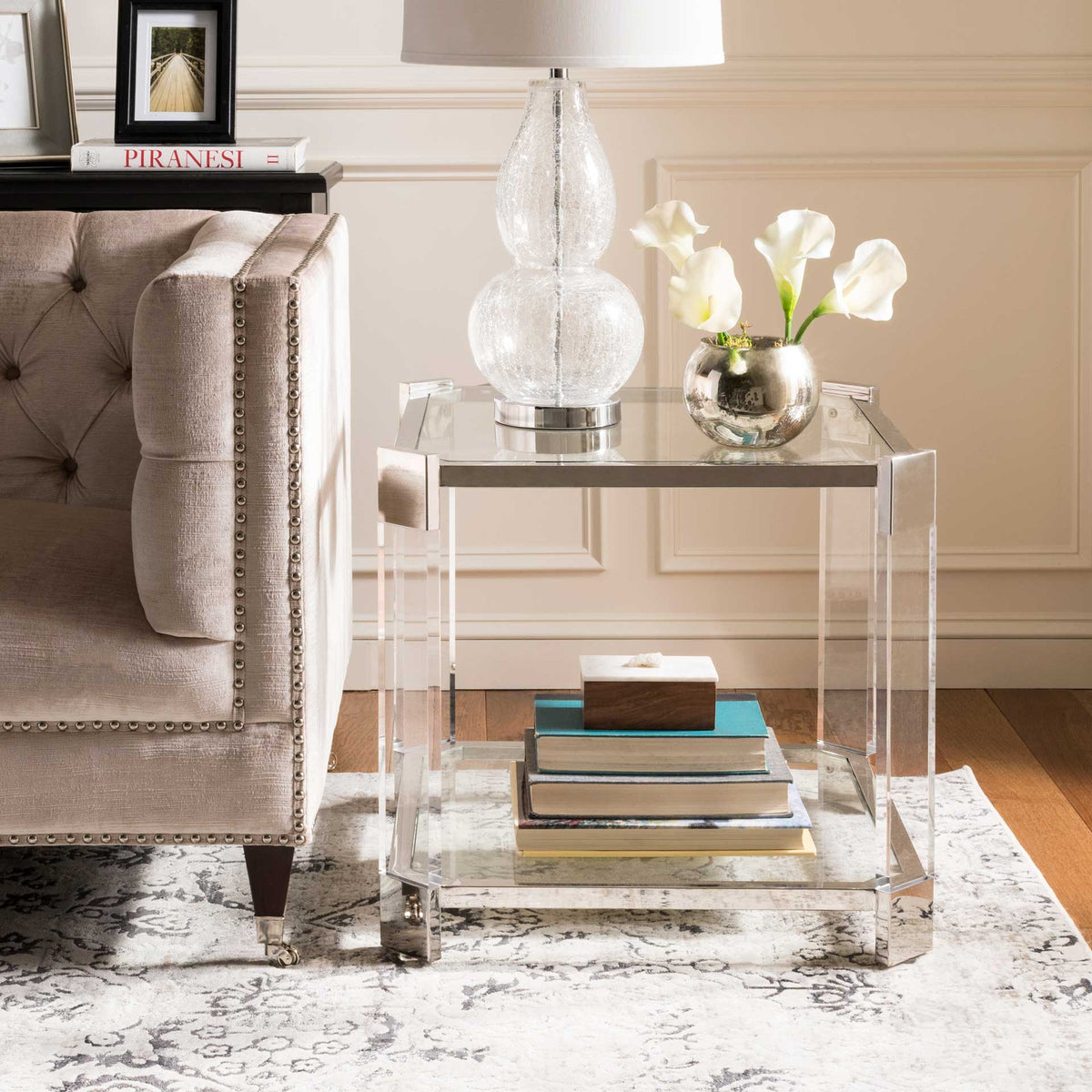 Giada Acrylic End Table Silver