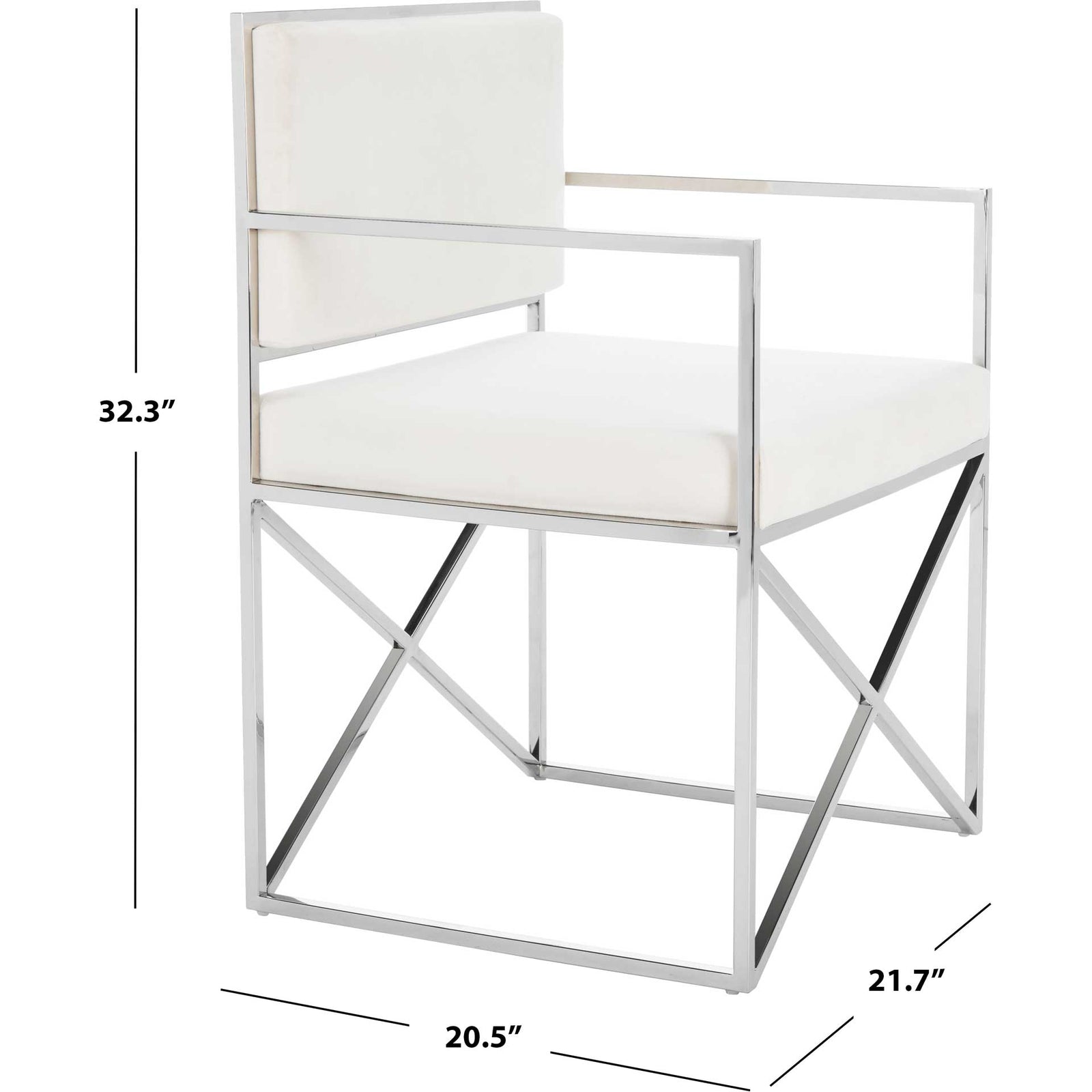 King Velvet Directors Chair White/Silver