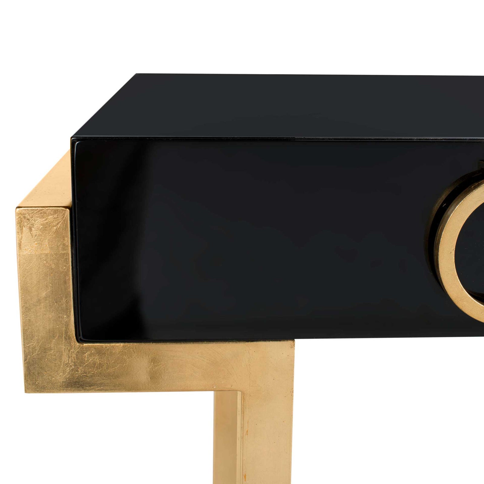 Maddison 2-Drawer Lacquer Desk Black/Gold