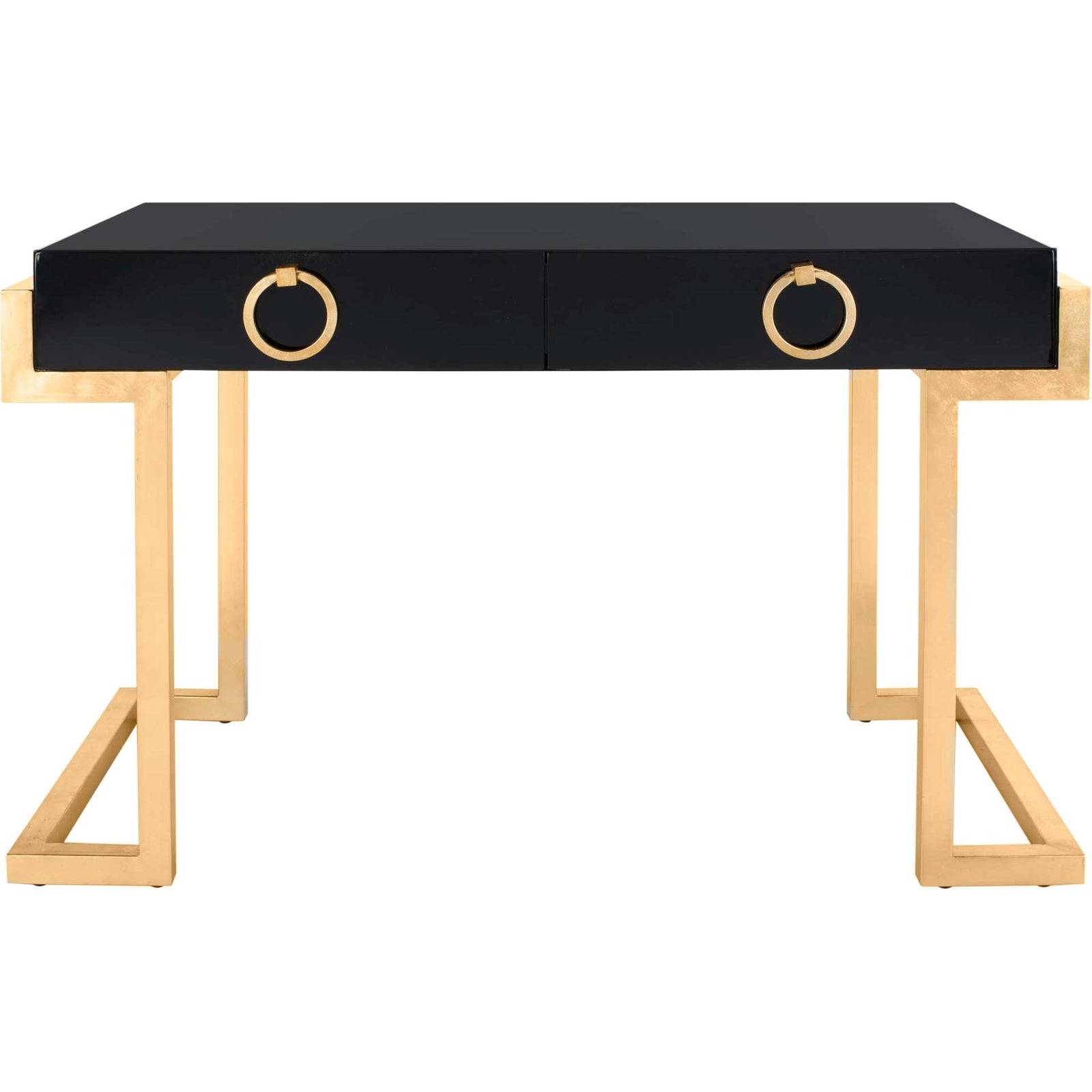 Maddison 2-Drawer Lacquer Desk Black/Gold