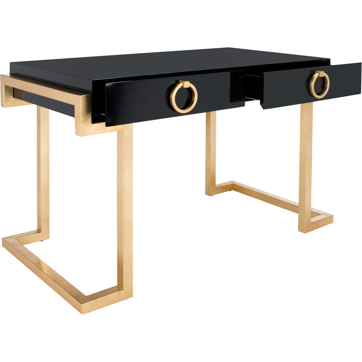 Maddison 2-Drawer Lacquer Desk Black/Gold