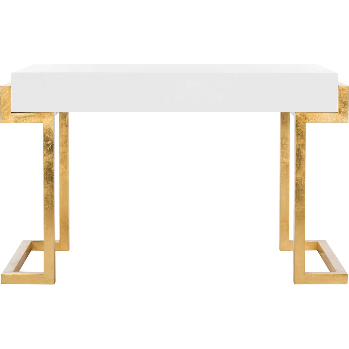 Maddison 2-Drawer Lacquer Desk White/Gold