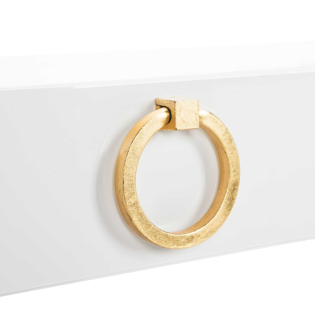 Maddison 2-Drawer Lacquer Desk White/Gold