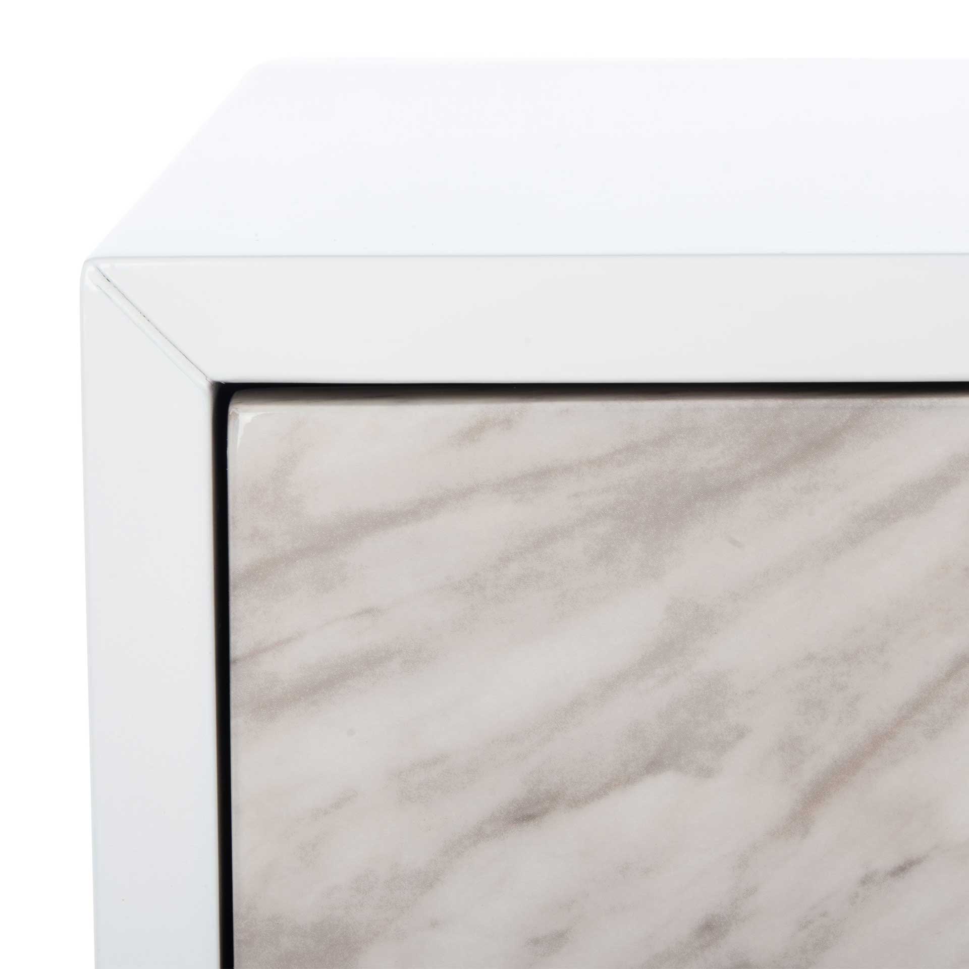 Array 2-Drawer Faux Marble Nightstand White/Clear