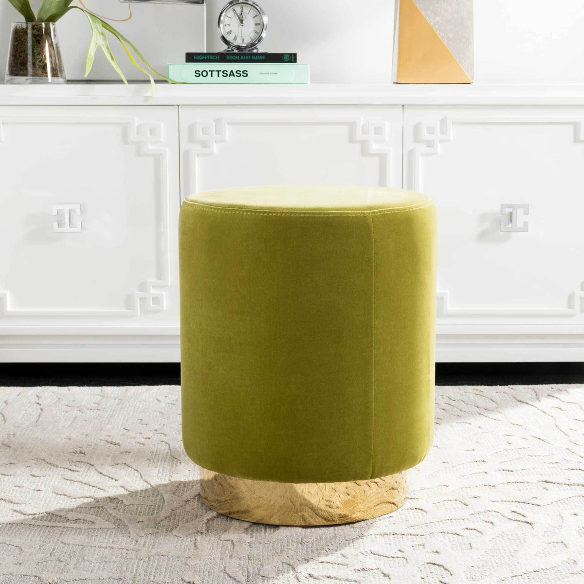 Elyse Ottoman Lime/Brass