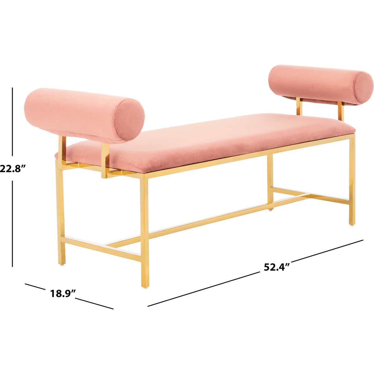 Julius Modern Bench Dusty Rose/Gold
