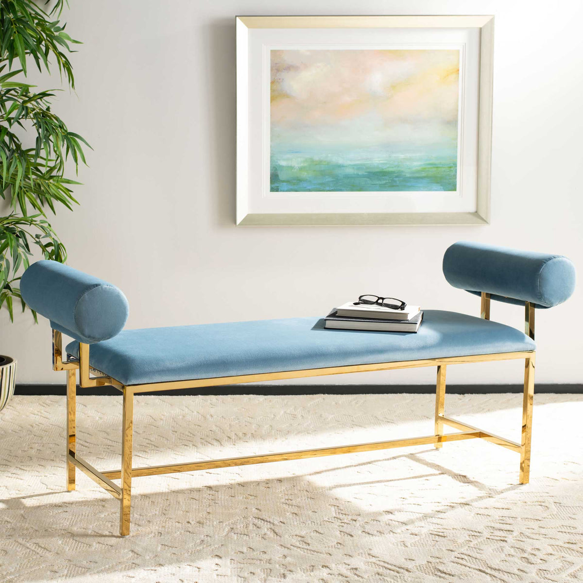 Julius Modern Bench Sky/Gold