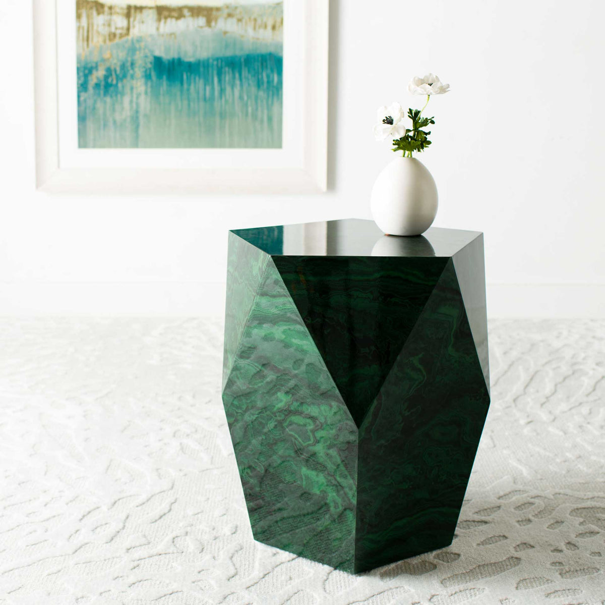 Velora Malachite End Table Jade