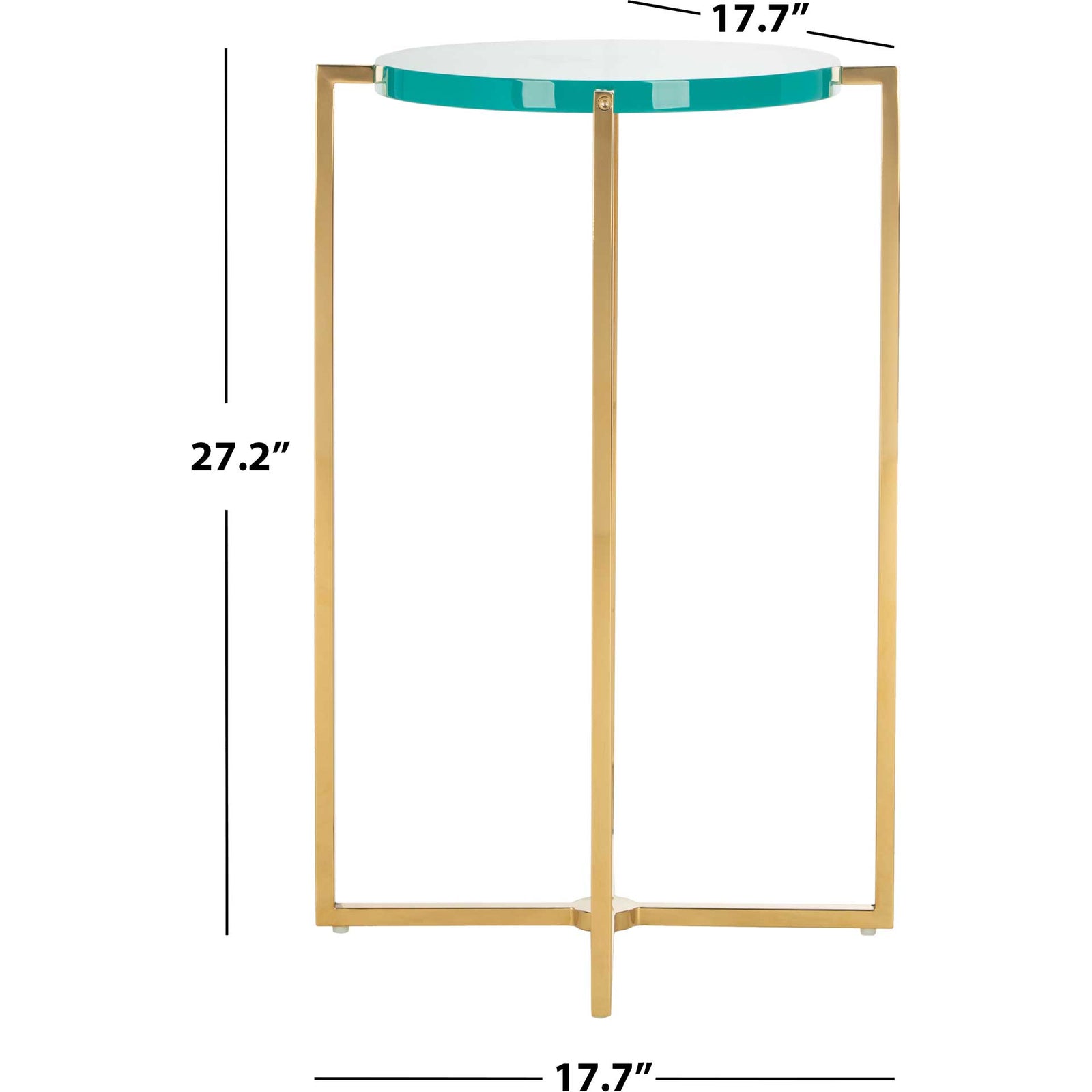 Placido Tall Round Acrylic End Table Sapphire/Gold