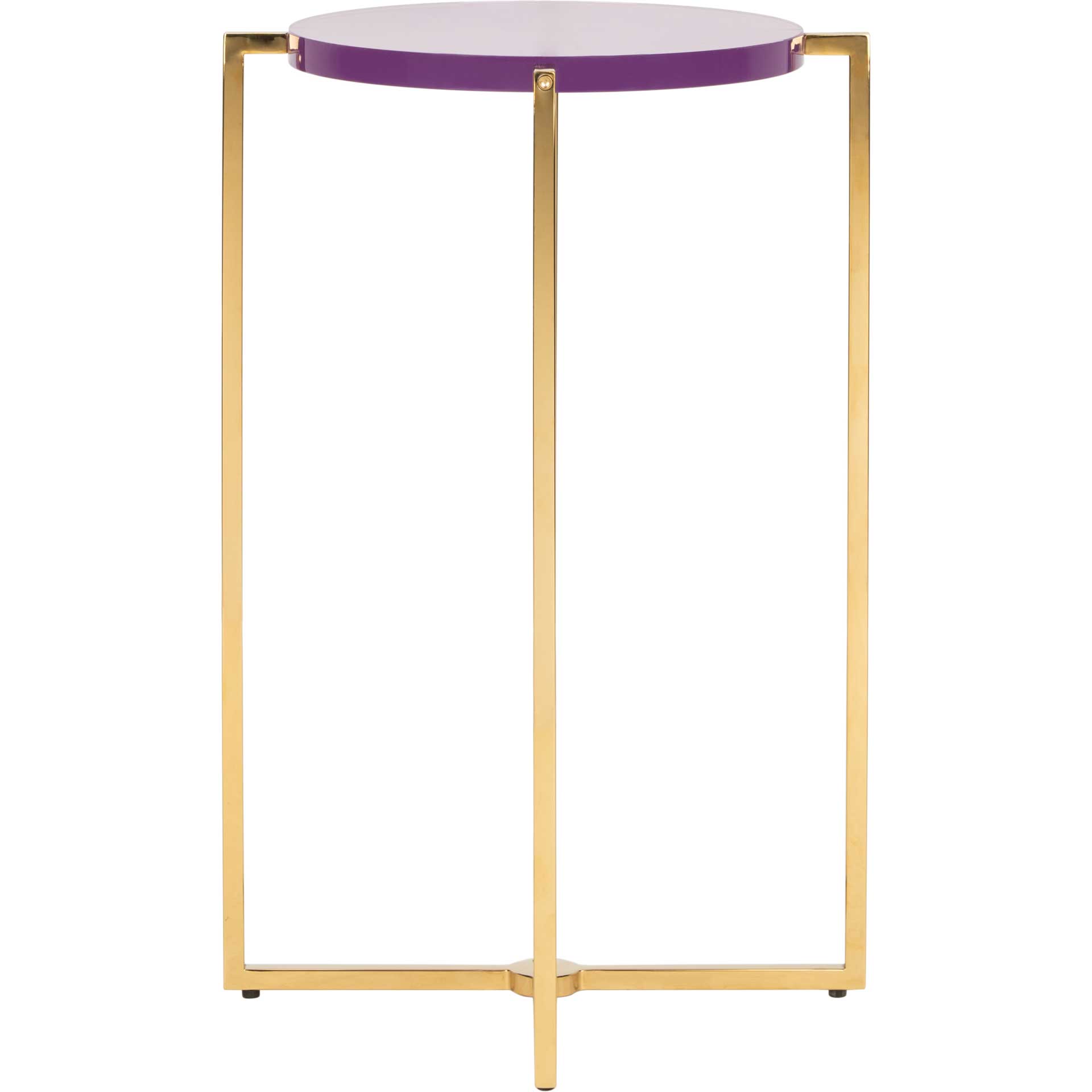 Placido Tall Round Acrylic End Table Amethyst/Gold